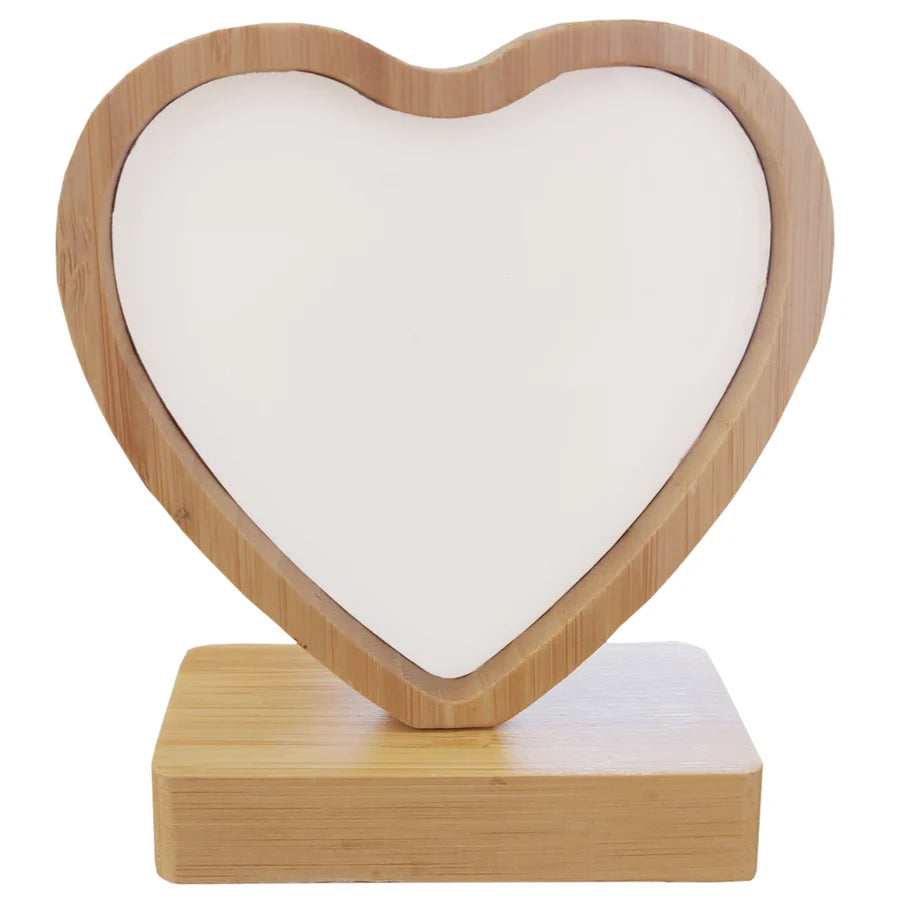 Personalised Bamboo Revolving Photo Frame - Round, Rectangle & Heart