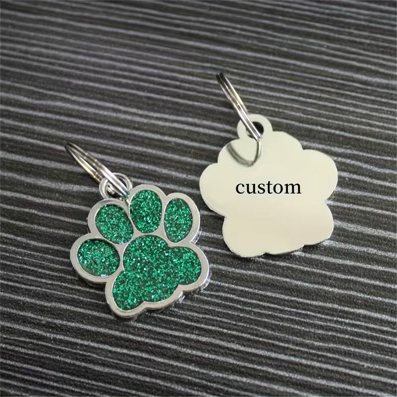 Personalised Crystal Paw Dog Tag Charm