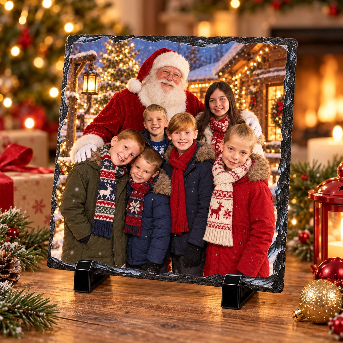 Personalised 20cm Square or Heart Photo Slate - Glossy Finish