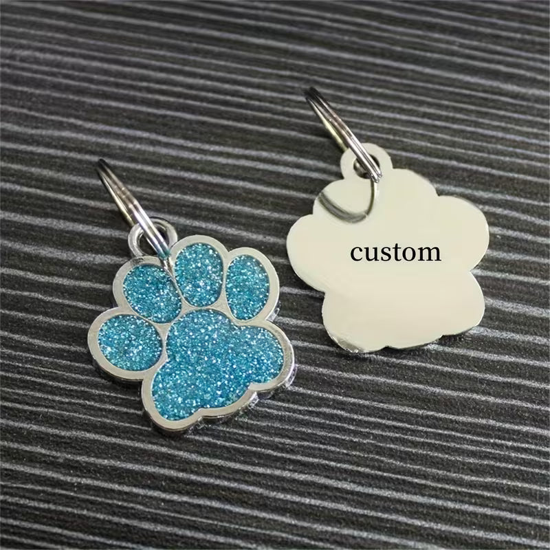Personalised Crystal Paw Dog Tag Charm
