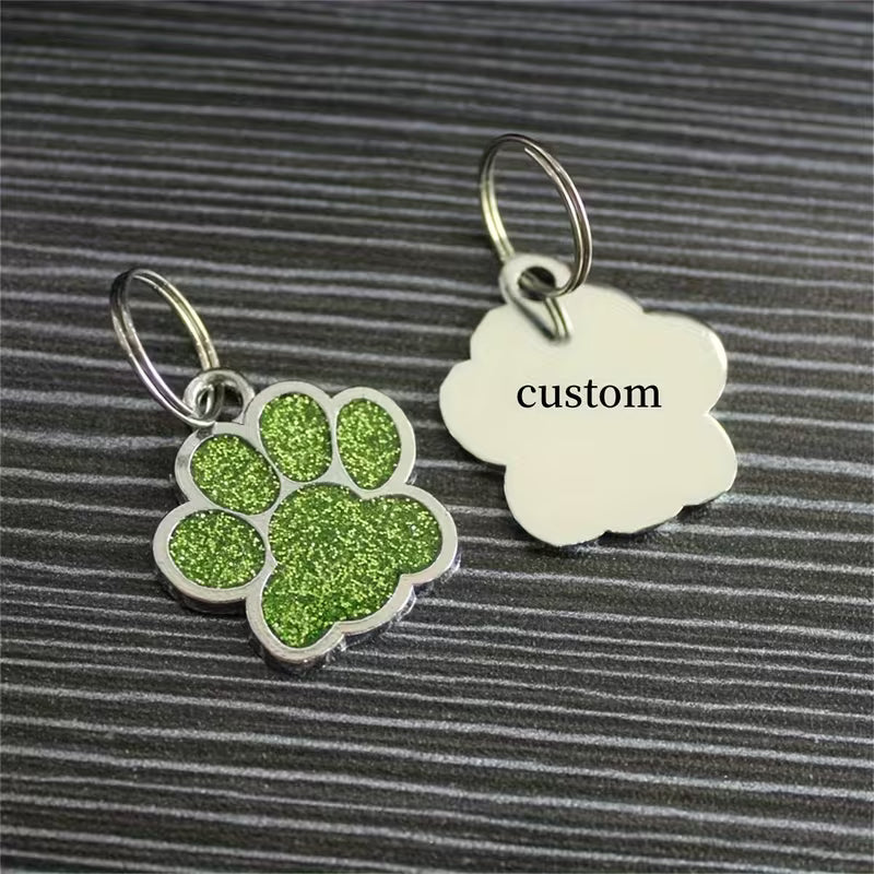 Personalised Crystal Paw Dog Tag Charm