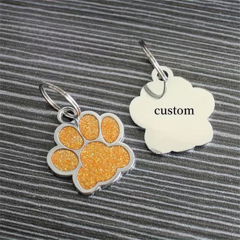 Personalised Crystal Paw Dog Tag Charm