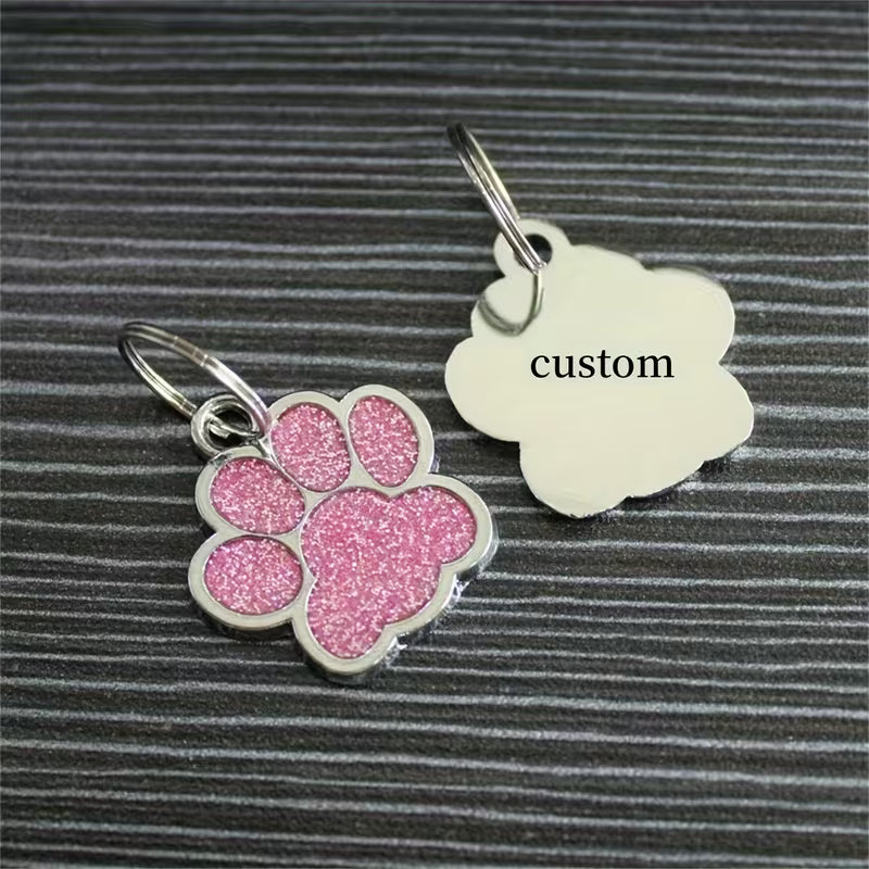 Personalised Crystal Paw Dog Tag Charm