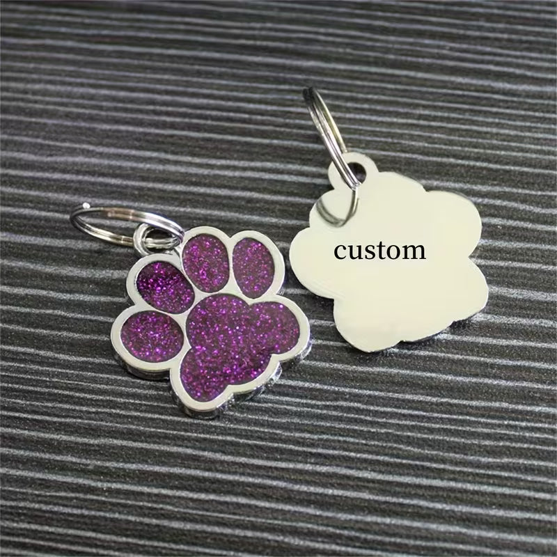 Personalised Crystal Paw Dog Tag Charm