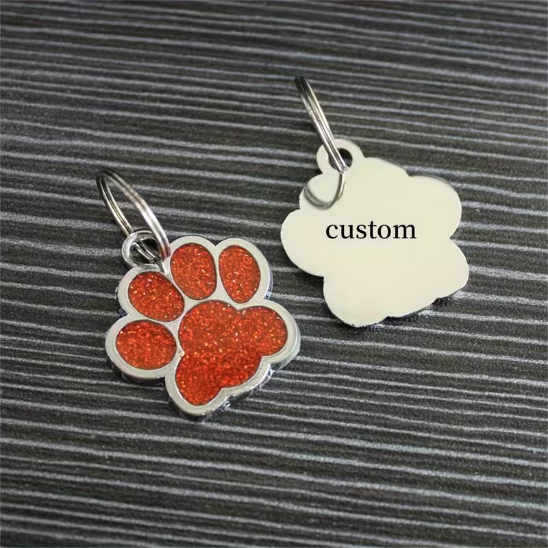 Personalised Crystal Paw Dog Tag Charm