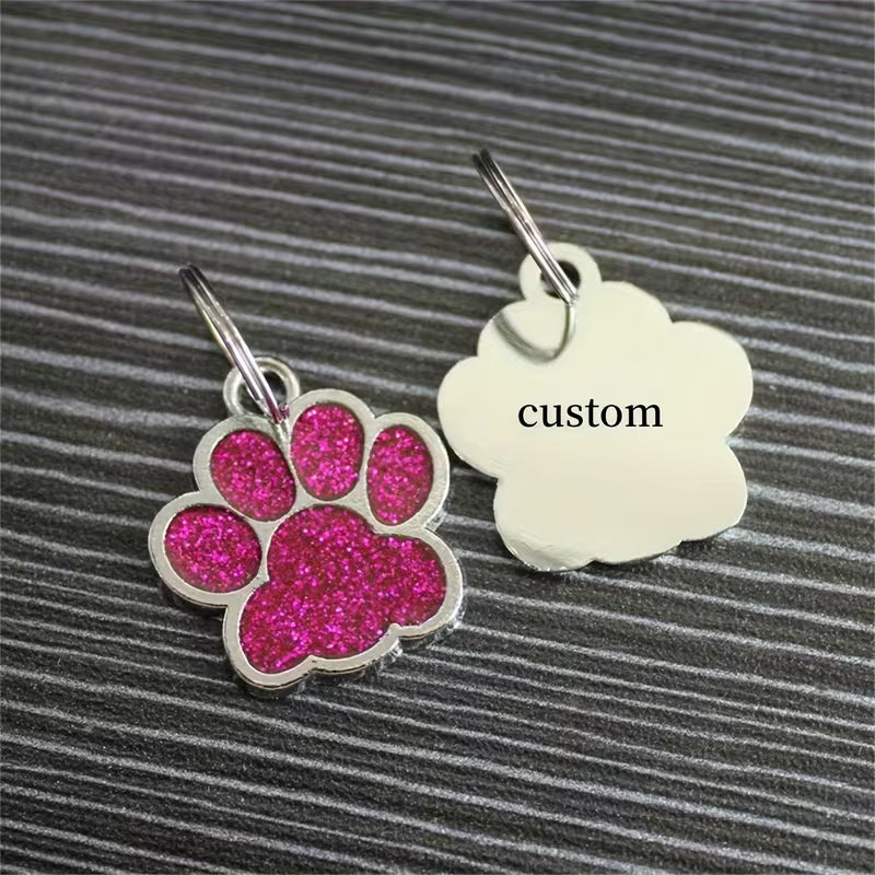 Personalised Crystal Paw Dog Tag Charm
