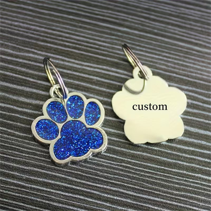 Personalised Crystal Paw Dog Tag Charm