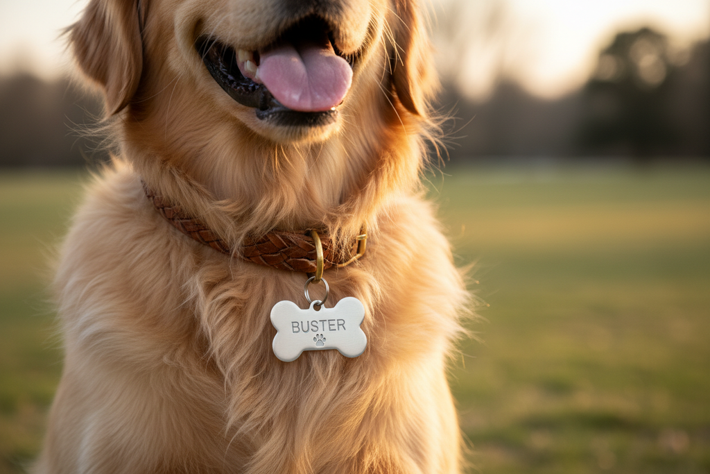 Dog tag on collar