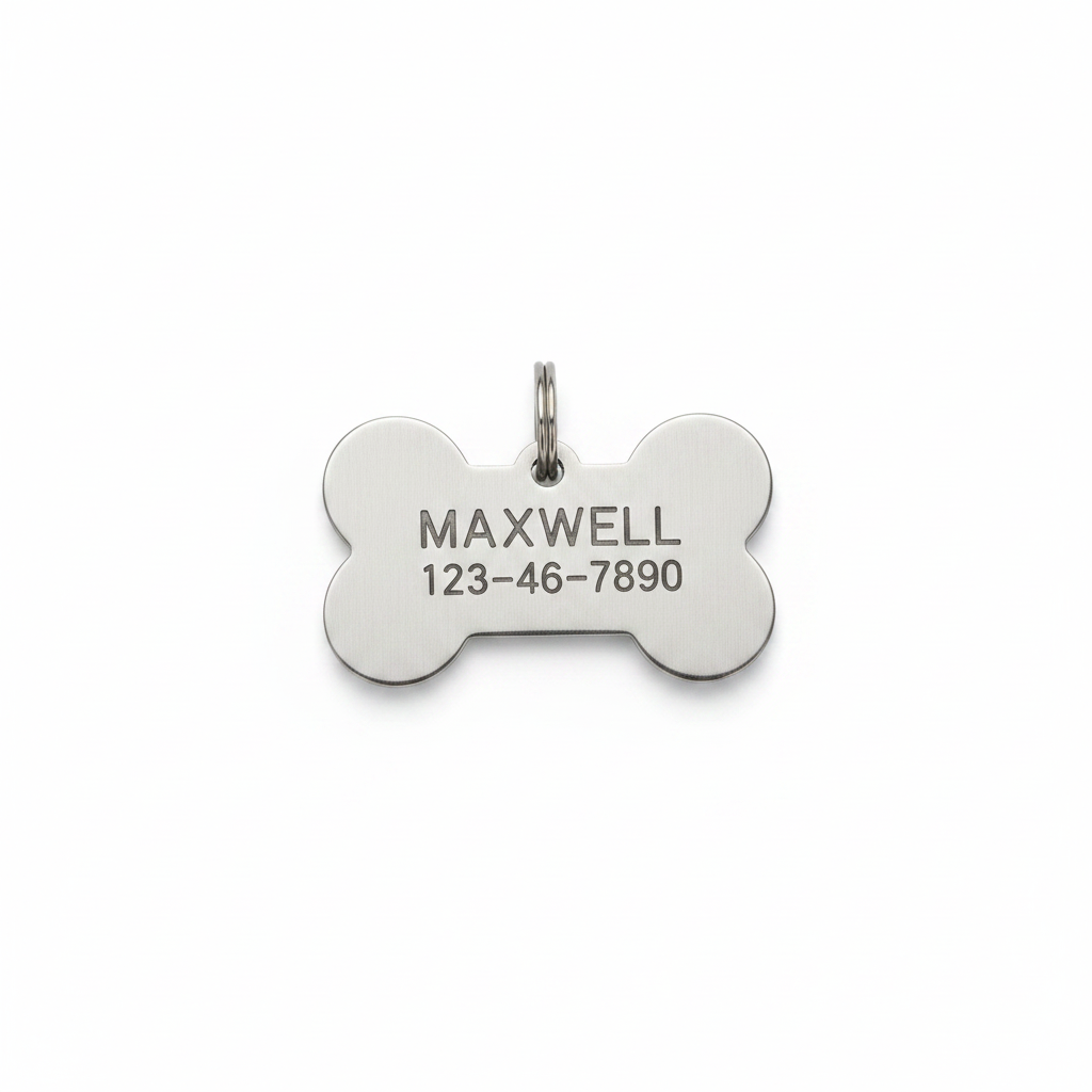 Personalised Bone-Shaped Stainless Steel Dog Tag – clean product shot