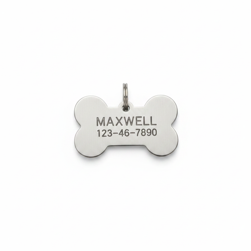 Personalised Bone-Shaped Stainless Steel Dog Tag – clean product shot