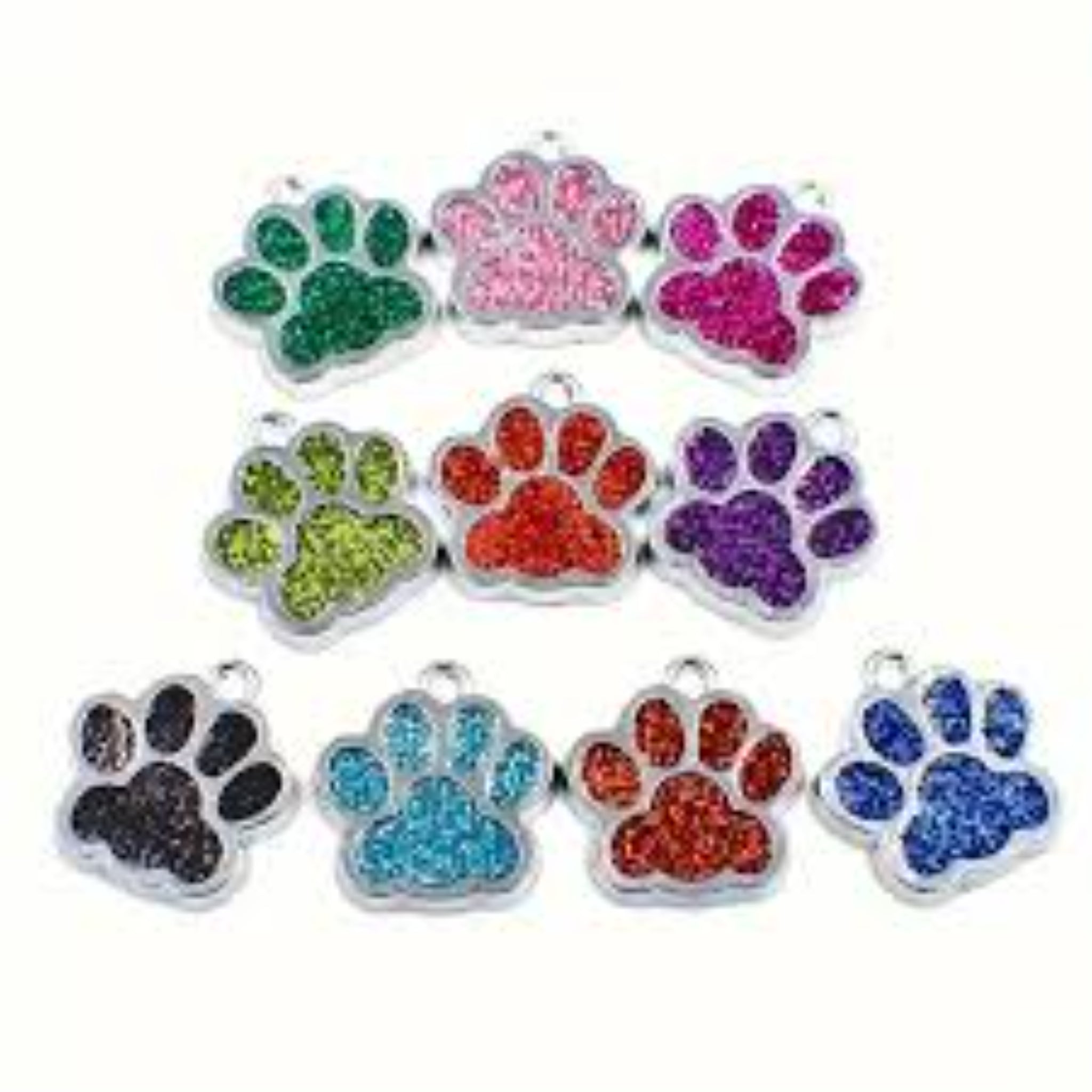 Personalised Crystal Paw Dog Tag Charm