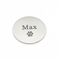 Stainless steel disc with engraved text